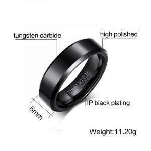 Black Tungsten Carbide Men's Ring Wedding Engagement Ring