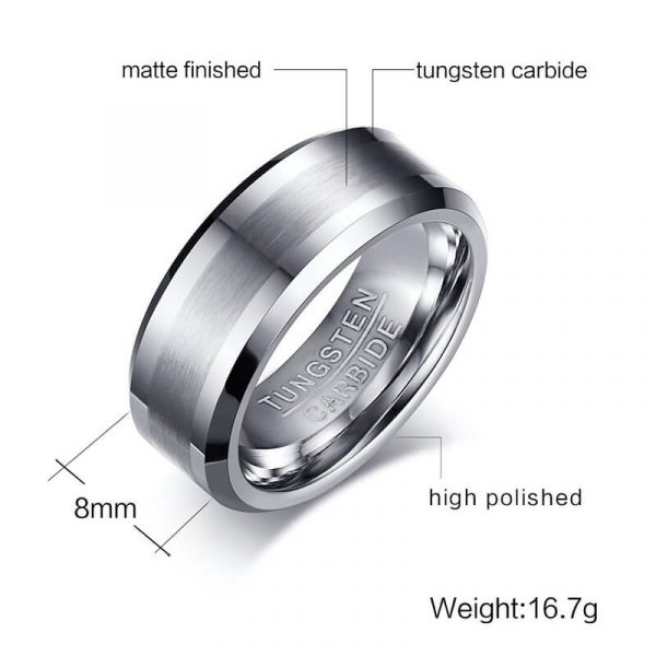 Classical 100% Tungsten Carbide Ring for Men Wedding Jewelry