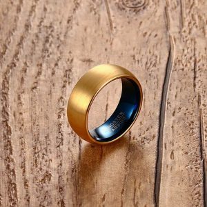 Men's Blue Tungsten Ring Classical Gold-color Rings Men Tungsten Jewelry