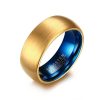 Men's Blue Tungsten Ring Classical Gold-color Rings Men Tungsten Jewelry
