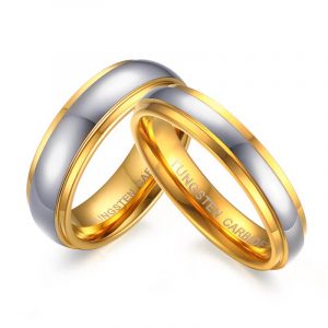 Polishing Center Step Edge Tungsten Carbide Wedding Band Ring