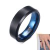 Classic 8mm Black Blue Tungsten Tail Rings for Men